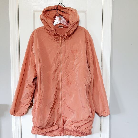 Victorias Secret PINK peach pink long sleeve hooded raincoat anorak jacket M - Picture 2 of 5